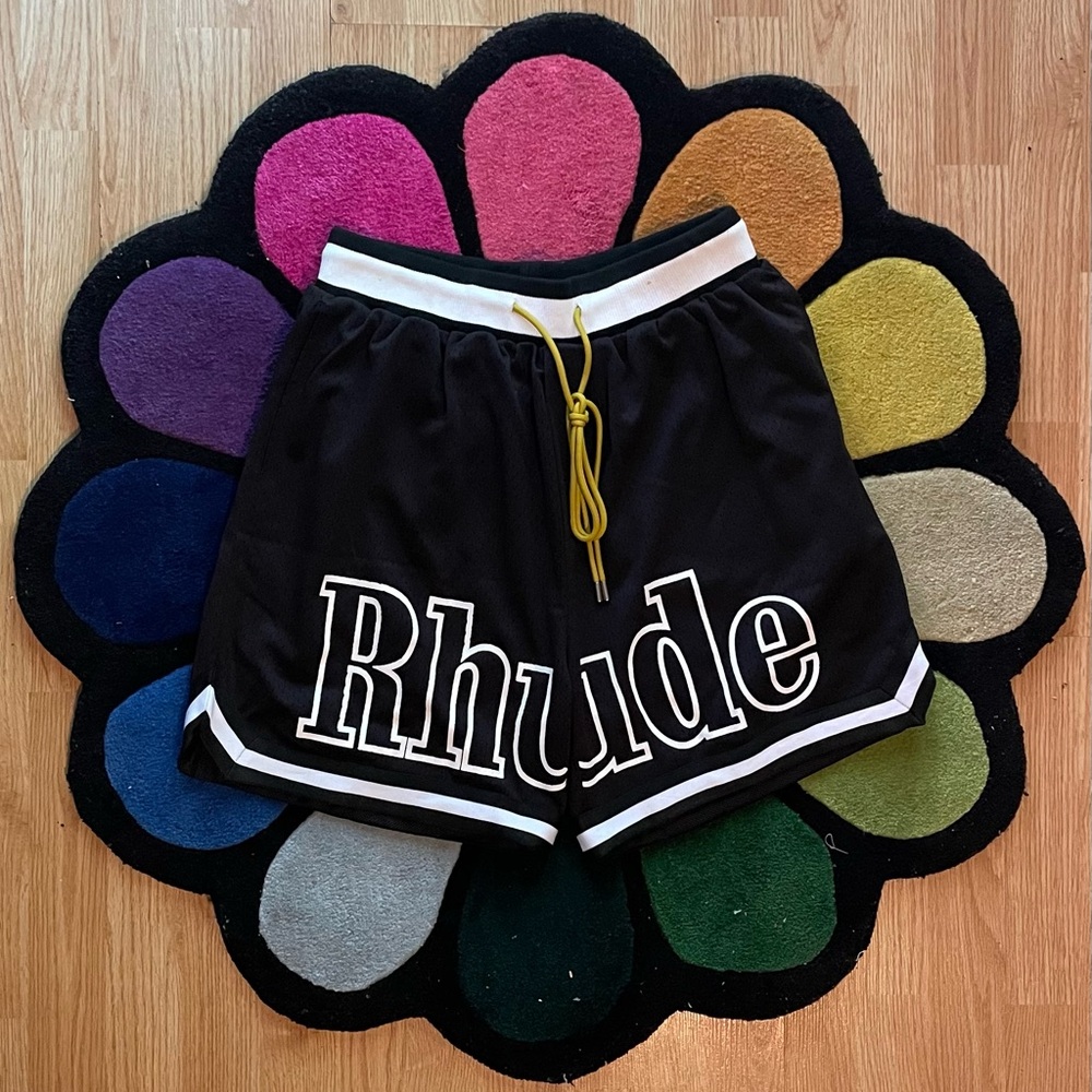 Rhude Black and White Athletic Shorts
